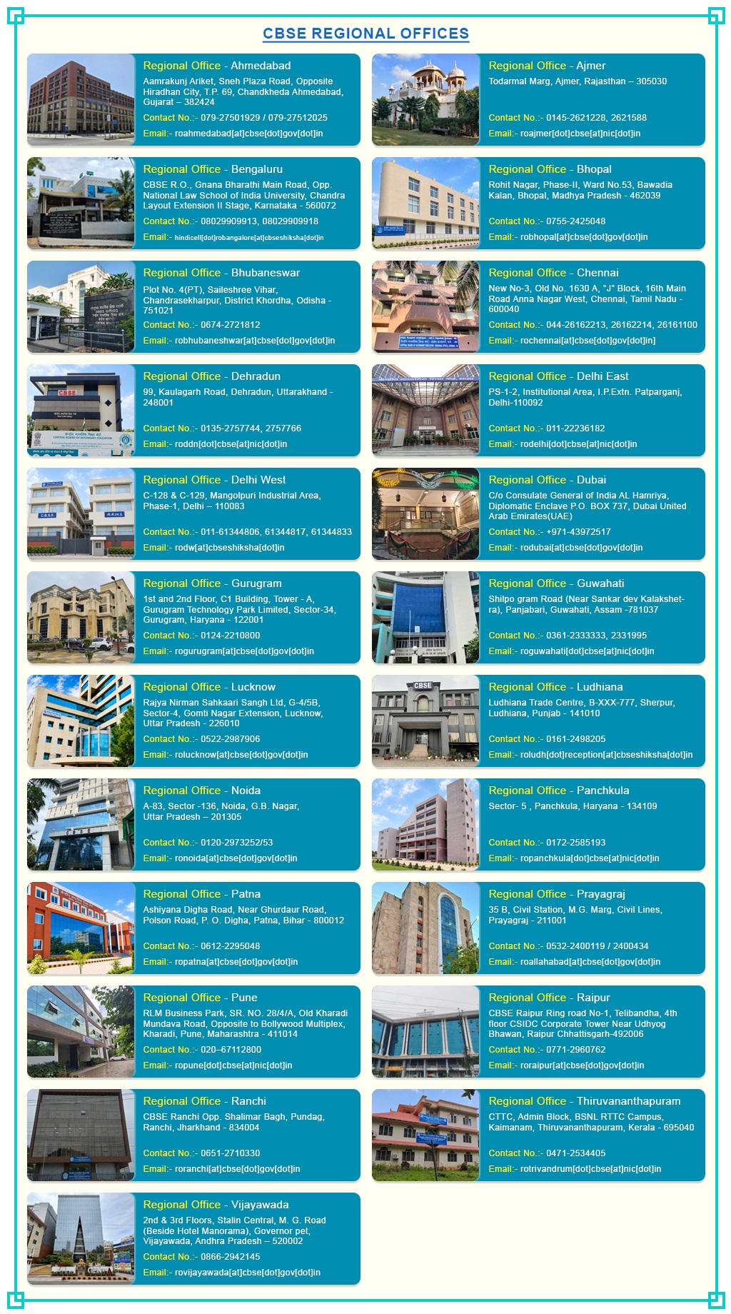 CBSE Headquaters and Regional Offices